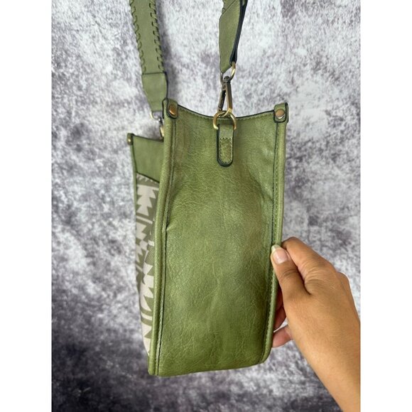 Leather Purse & Wallet Green Crossbody Tote bag Aztec Southwest Boho Tribal - Picture 5 of 16